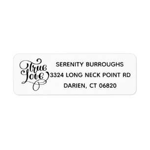Black & White True Love Typography Wedding Party Return Address Label