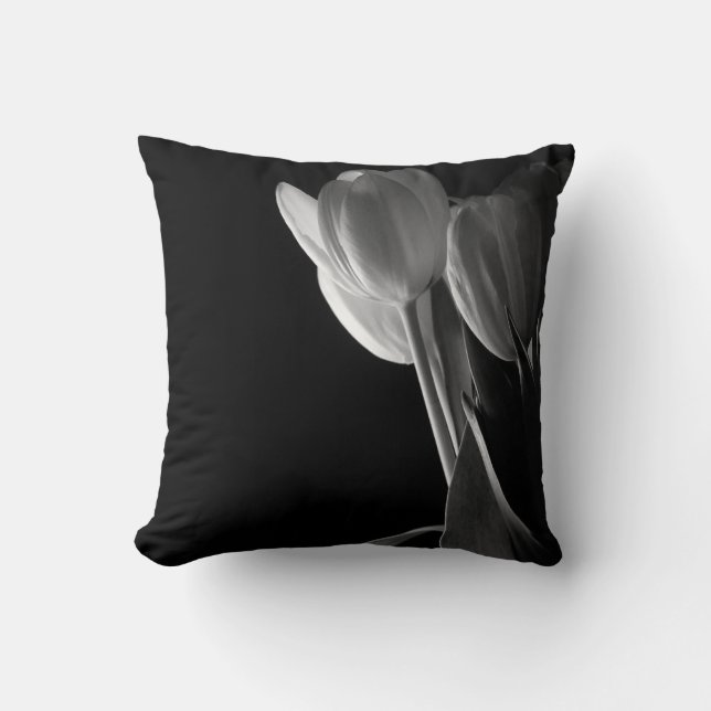Black & White Tulips Cushion (Front)