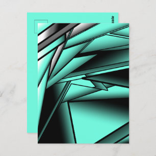 Black White Turquoise Ombre Modern Abstract Art Postcard