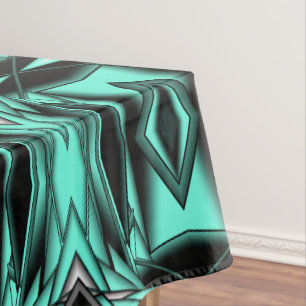 Black White Turquoise Ombre Modern Abstract Art Tablecloth