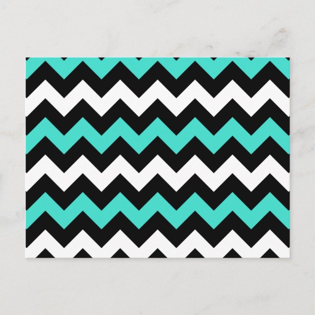 Black White Turquoise Zigzag Postcard (Front)