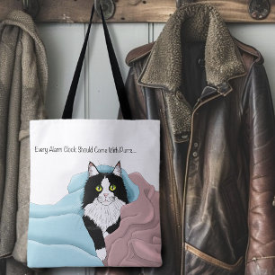Black White Tuxedo Cat Blankets Cute Blue Pink  Tote Bag