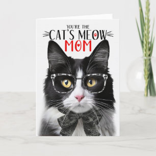 Black White Tuxedo Cat for Mum on Mother's Day Holiday Card