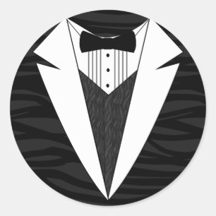 Black/White Tuxedo Classic Round Sticker