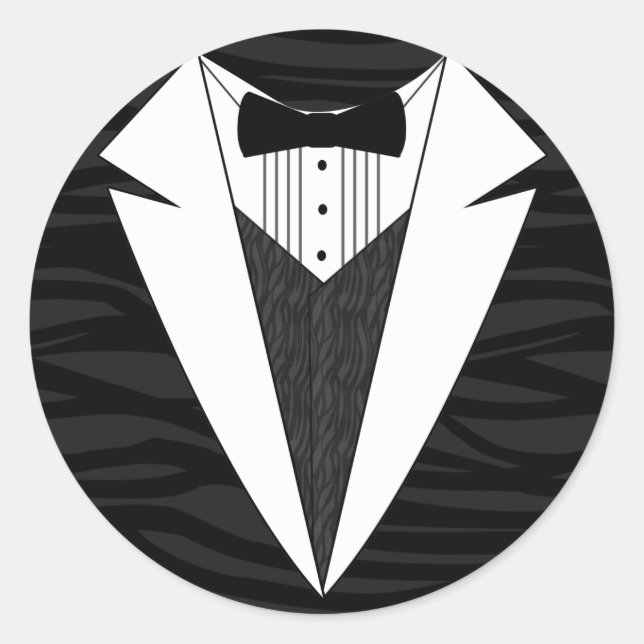 Black/White Tuxedo Classic Round Sticker (Front)