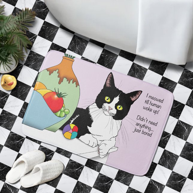  Black White Tuxedo Funny Cat Bath Mat (Creator Uploaded)