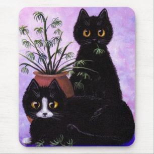 Black White Tuxedo Funny Cat Creationarts Mouse Pad