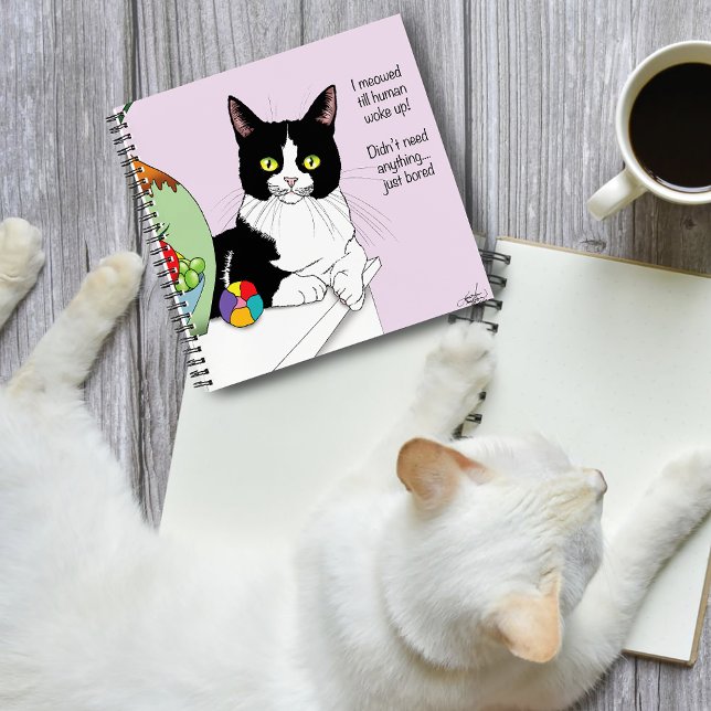 Black White Tuxedo Funny Cat Notebook (Creator Uploaded)