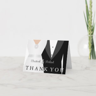 Black White Tuxedo Gown Generic Bridal Thank You Card
