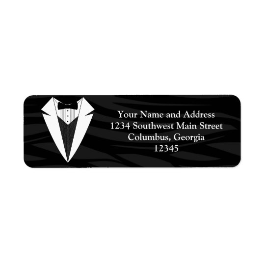 Black/White Tuxedo Return Address Label