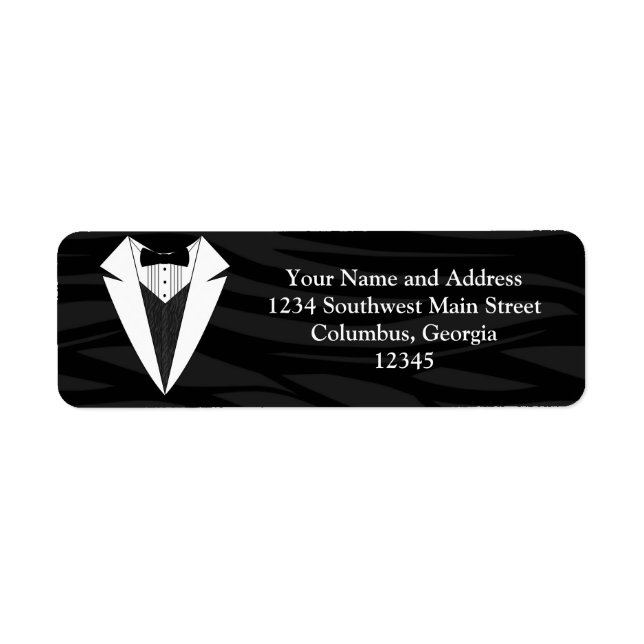 Black/White Tuxedo Return Address Label (Front)
