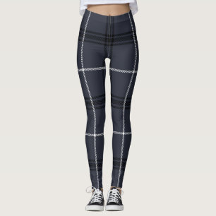 Black, White Twill, Charade Grey Colour Tartan; Pl Leggings