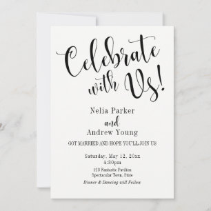 Black White Typography After Wedding Celebration Invitation