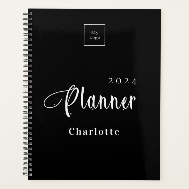 Black white typography business logo 2026 planner (Front)