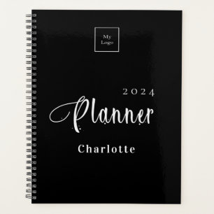 Black white typography business logo 2027 planner