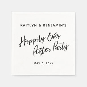 Black & White Typography Happily Ever After Party Napkin