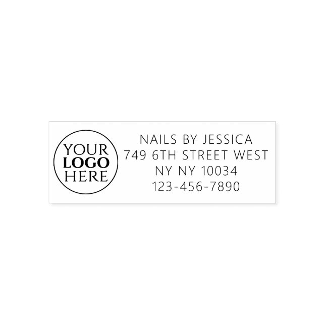 Black White Typography Nail Salon Self-inking Stamp (Design)
