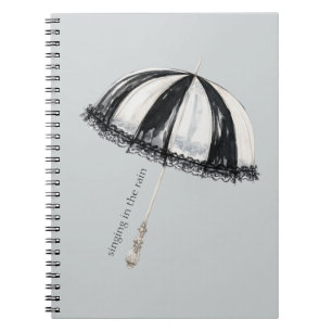 Black White Umbrella Rain Notebook