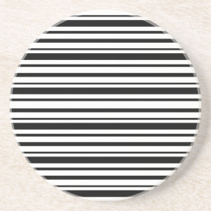 Black & White Uneven Stripes Coaster