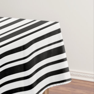 Black & White Uneven Stripes Tablecloth