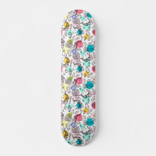 Black & White Unicorn Sketch - Colourful Polka Skateboard