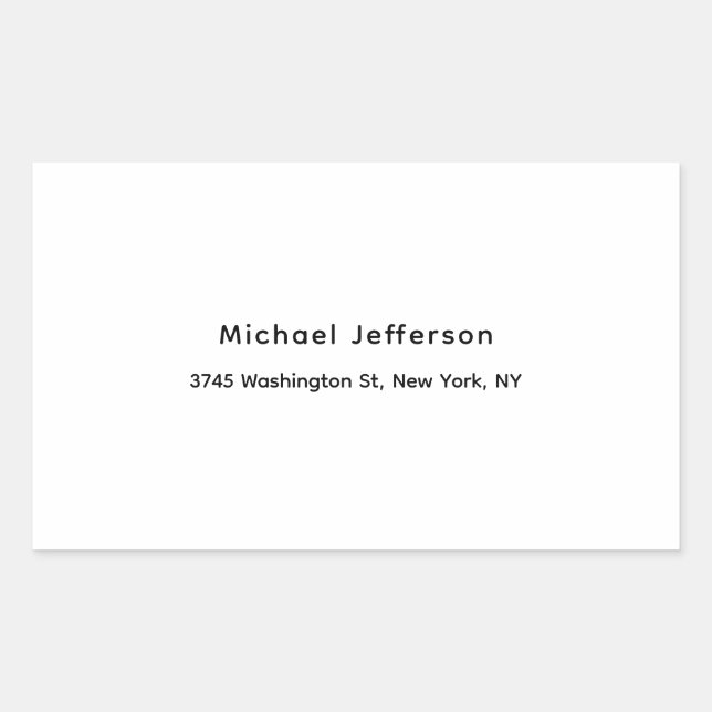 Black White Unique Classical Elegant Plain Rectangular Sticker (Front)