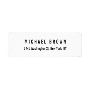 Black White Unique Classical Elegant Plain Return Address Label