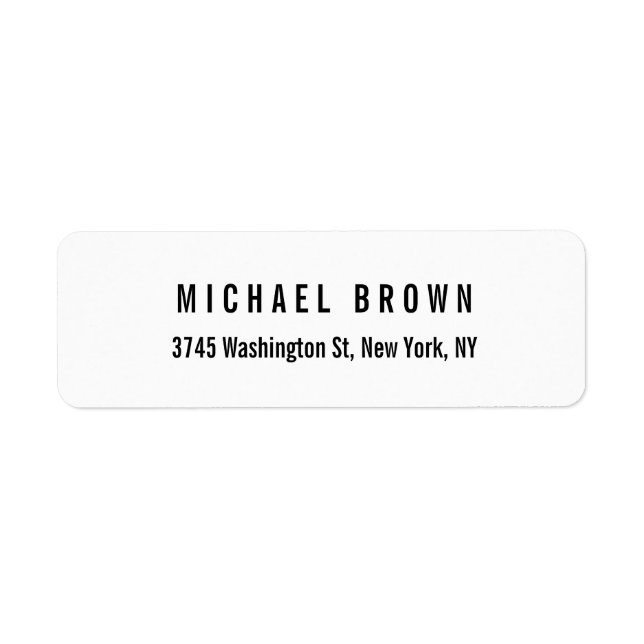 Black White Unique Classical Elegant Plain Return Address Label (Front)