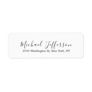 Black White Unique Classical Elegant Plain Return Address Label