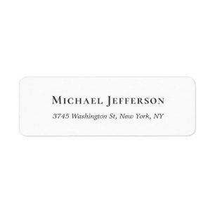 Black White Unique Classical Elegant Plain Return Address Label