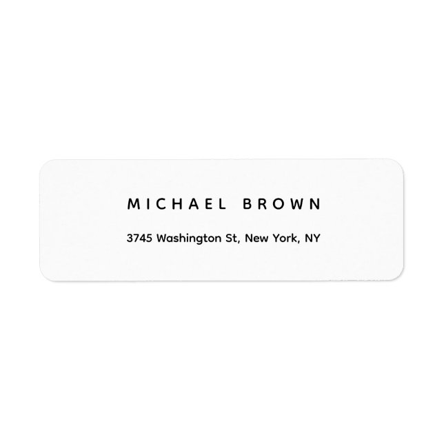 Black White Unique Classical Elegant Plain Return Address Label (Front)