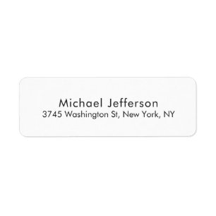 Black White Unique Classical Elegant Plain Return Address Label