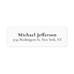 Black White Unique Classical Elegant Plain Return Address Label
