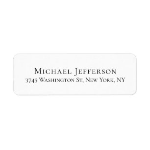 Black White Unique Classical Elegant Plain Return Address Label