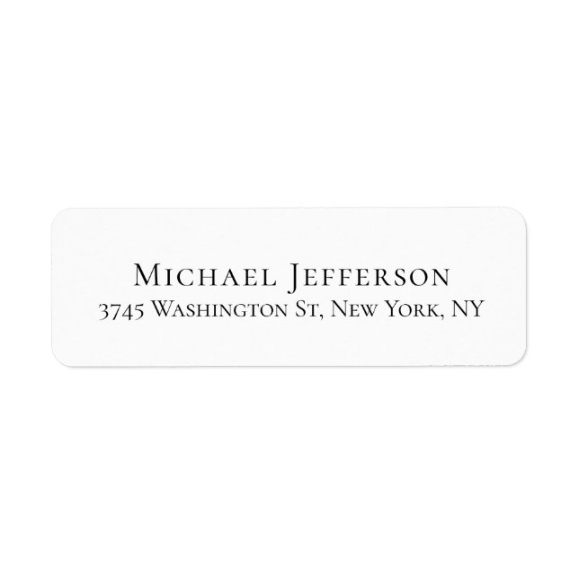Black White Unique Classical Elegant Plain Return Address Label (Front)