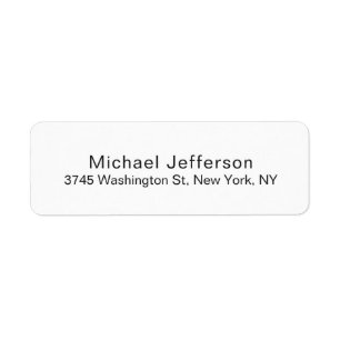 Black White Unique Classical Elegant Plain Return Address Label