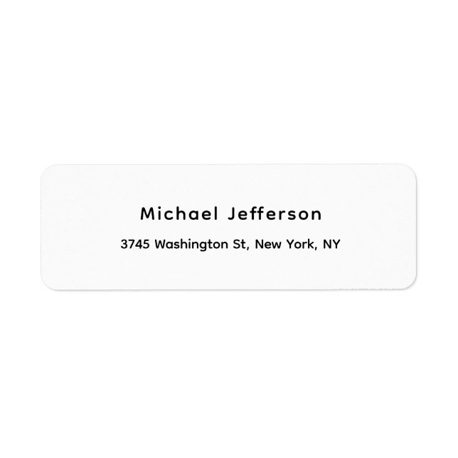Black White Unique Classical Elegant Plain Return Address Label (Front)