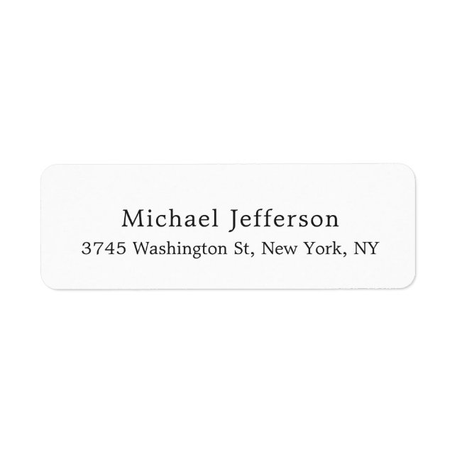 Black White Unique Classical Elegant Plain Return Address Label (Front)