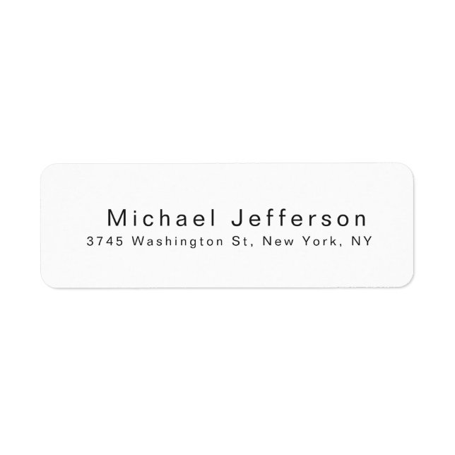Black White Unique Classical Elegant Plain Return Address Label (Front)