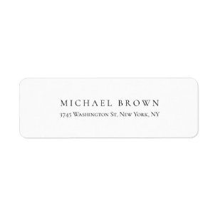 Black White Unique Classical Elegant Plain Return Address Label