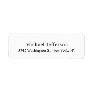 Black White Unique Classical Elegant Plain Return Address Label