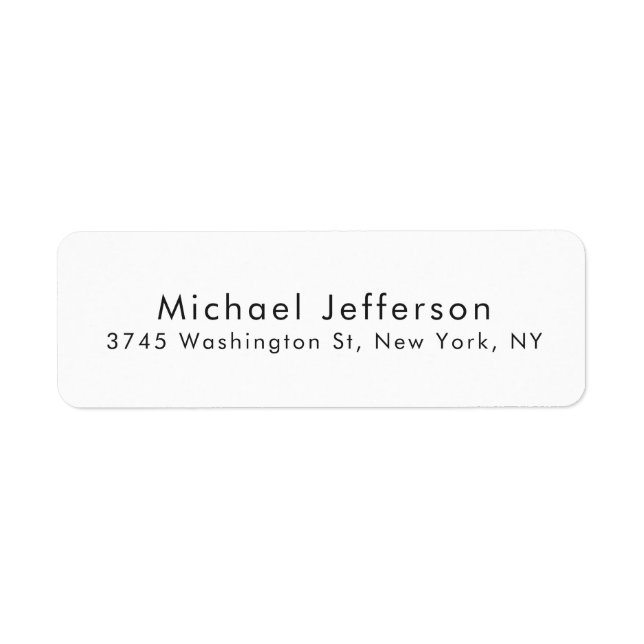 Black White Unique Classical Elegant Plain Return Address Label (Front)