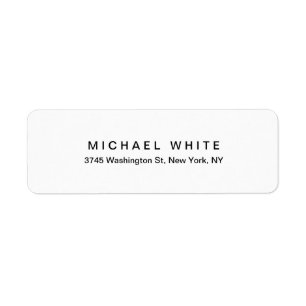 Black White Unique Modern Minimalist Plain Return Address Label