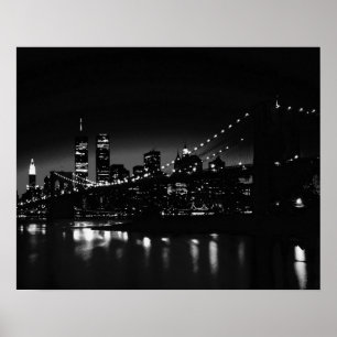 Black & White Unique New York Night Poster Print