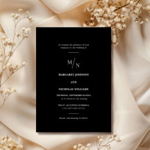 black & white unique wedding invitation template 