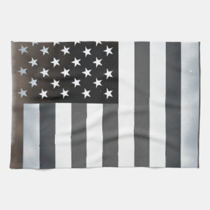 Black & White US American Flag Tea Towel