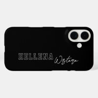Black White Varsity College Monogram Script Name