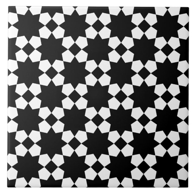Black &white vector seamless pattern ceramic tile (Front)