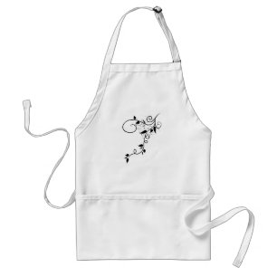Black & white vector swirl branch silhouette standard apron