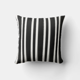 Black & White Vertical Stripe Paint Brush Cushion
